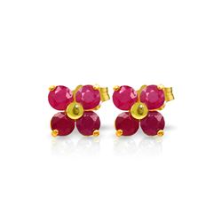 Genuine 1.15 ctw Ruby Earrings 14KT Yellow Gold - REF-21P9H