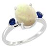 1.65 CTW Opal & Blue Sapphire Ring 14K White Gold - REF-31H7M