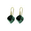 Genuine 30.5 ctw Green Sapphire Corundum Earrings 14KT Yellow Gold - REF-39V3W