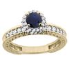 0.95 CTW Blue Sapphire & Diamond Ring 14K Yellow Gold - REF-76H5M