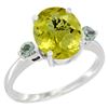 2.64 CTW Lemon Quartz & Green Sapphire Ring 14K White Gold - REF-31Y4V