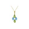 Genuine 1.50 ctw Blue Topaz & Peridot Necklace 14KT Yellow Gold - REF-20F4Z
