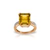 Genuine 5.62 ctw Citrine & Diamond Ring 14KT Rose Gold - REF-82H9X
