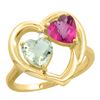 Image 1 : 2.61 CTW Diamond, Amethyst & Pink Topaz Ring 10K Yellow Gold - REF-23V7R