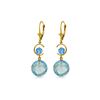 Genuine 11.60 ctw Blue Topaz Earrings 14KT Yellow Gold - REF-47R5P