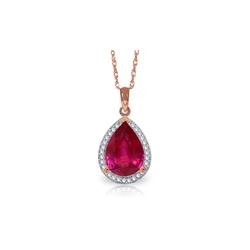 Genuine 5.51 ctw Ruby & Diamond Necklace 14KT Rose Gold - REF-98Z3N