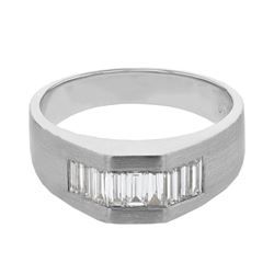 Natural 1.03 CTW Baguette Ring 14K White Gold - REF-259X2T