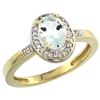 Image 1 : 0.86 CTW Aquamarine & Diamond Ring 10K Yellow Gold - REF-33R5H