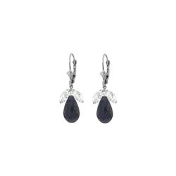 Genuine 18.6 ctw White Topaz & Sapphire Earrings 14KT White Gold - REF-46W7Y