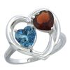 Image 1 : 2.61 CTW Diamond, London Blue Topaz & Garnet Ring 10K White Gold - REF-24X3M
