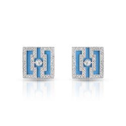 Natural 8.46 CTW Turquoise & Diamond Earrings 18K White Gold - REF-125R3K