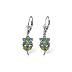 Genuine 2.12 ctw Blue Topaz & Peridot Earrings 14KT White Gold - REF-42K4V