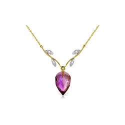 Genuine 9.52 ctw Amethyst & Diamond Necklace 14KT Yellow Gold - REF-36Z3N