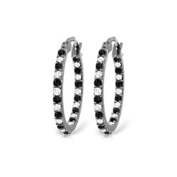 Genuine 0.81 ctw White & Black Diamond Earrings 14KT White Gold - REF-116R6P