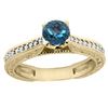 Image 1 : 0.71 CTW London Blue Topaz & Diamond Ring 14K Yellow Gold - REF-53H3M