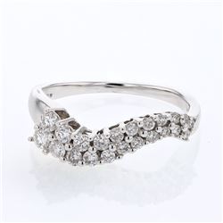 Natural 0.50 CTW Diamond Ring 14K White Gold - REF-54M2F