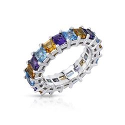 Natural 13.29 CTW Amethyst & Citrine Ring 14K White Gold - REF-51X3T