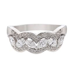 Natural 0.84 CTW Marquise & Diamond Ring W=7MM 14K Gold - REF-115M2F