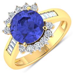 Natural 3.48 CTW Tanzanite & Diamond Ring 14K Yellow Gold - REF-143W7X