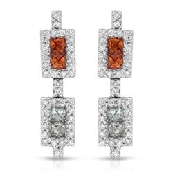 Natural 1.69 CTW Multi-Sapphire & Diamond Earrings 14K White Gold - REF-76H5W