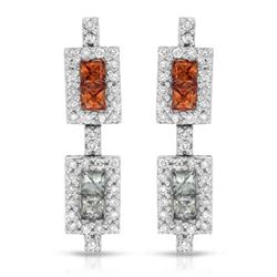 Natural 1.69 CTW Multi-Sapphire & Diamond Earrings 14K White Gold - REF-76H5W