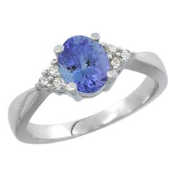 0.83 CTW Tanzanite & Diamond Ring 10K White Gold - REF-35V2R