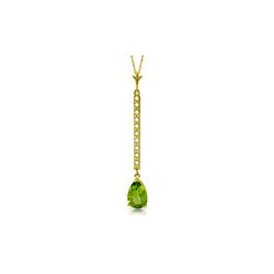 Genuine 1.80 ctw Peridot & Diamond Necklace 14KT Yellow Gold - REF-33P4H