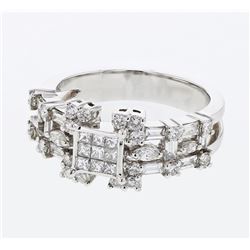 Natural 1.39 CTW Baguette & Diamond Ring 18K White Gold - REF-190Y8N