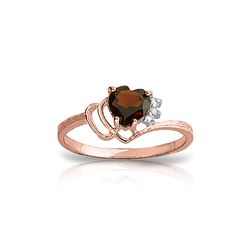 Genuine 0.97 ctw Garnet & Diamond Ring 14KT Rose Gold - REF-29A7K