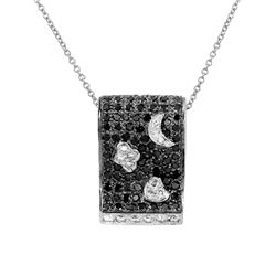 Natural 1.01 CTW Black Round Diamond Necklace 14K White Gold - REF-69X3T
