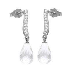 Genuine 4.78 ctw White Topaz & Diamond Earrings 14KT White Gold - REF-46M2T