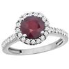 Image 1 : 1.43 CTW Ruby & Diamond Ring 14K White Gold - REF-53H3M