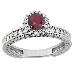 0.95 CTW Ruby & Diamond Ring 14K White Gold - REF-66M2A