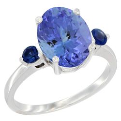 2.63 CTW Tanzanite & Blue Sapphire Ring 14K White Gold - REF-63Y7V