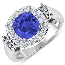 Natural 2.83 CTW Tanzanite & Diamond Ring 14K White Gold - REF-115X3K