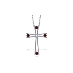 Genuine 0.43 ctw Garnet & Diamond Necklace 14KT White Gold - REF-76Y7F