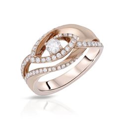 Natural 0.55 CTW Diamond Ring 14K Rose Gold - REF-90H9W