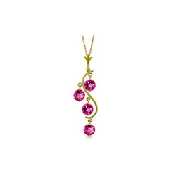 Genuine 2.25 ctw Pink Topaz Necklace 14KT Yellow Gold - REF-30F9Z