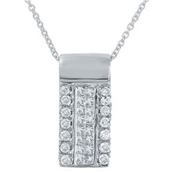 Natural 0.50 CTW Princess Diamond Necklace 14K White Gold - REF-48Y6N