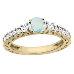 1.10 CTW Aquamarine & Diamond Ring 14K Yellow Gold - REF-81W4F