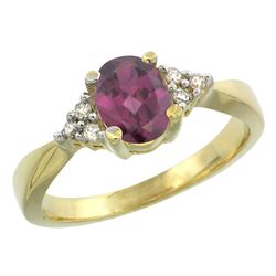 1.06 CTW Rhodolite & Diamond Ring 14K Yellow Gold - REF-36F7N