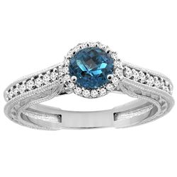 1.24 CTW London Blue Topaz & Diamond Ring 14K White Gold - REF-57K5W