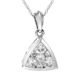 Natural 1 CTW Diamond Necklace 14K White Gold - REF-175X5T