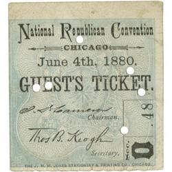 1880 National Republican Convention Guest Ticket