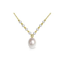 Genuine 4.8 ctw Pearl & Diamond Necklace 14KT Yellow Gold - REF-121V9W