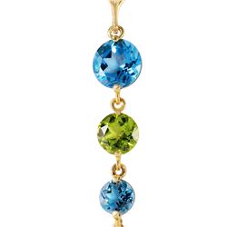 Genuine 3.9 ctw Blue Topaz & Peridot Necklace 14KT Yellow Gold - REF-23P5H