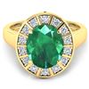 Image 3 : Natural 3.56 CTW Zambian Emerald & Diamond Ring 14K Yellow Gold - REF-145H3M