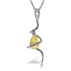 Genuine 2.28 ctw Citrine & Diamond Necklace 14KT White Gold - REF-49W3Y