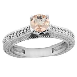 0.59 CTW Morganite & Diamond Ring 14K White Gold - REF-54W7F