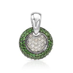 Natural 1.53 CTW Tsavorite & Diamond Necklace 14K White Gold - REF-95F4M